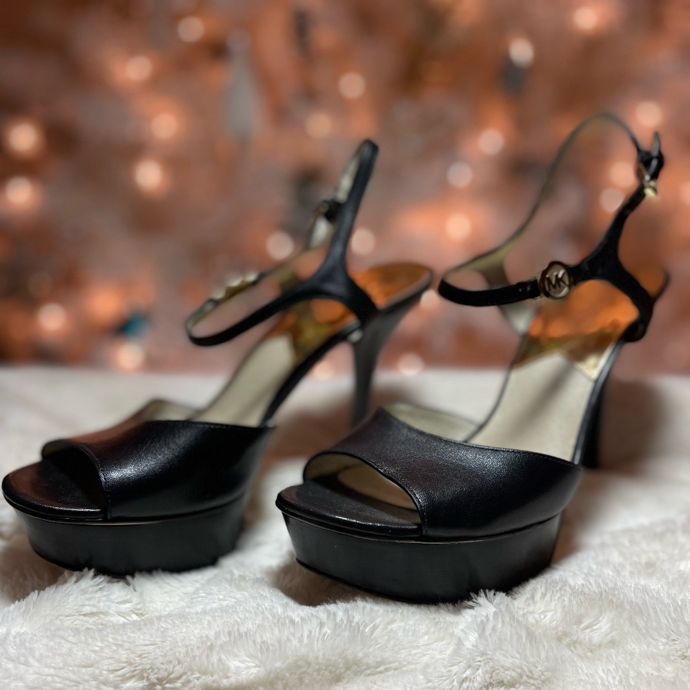 Michael Kors Black Leather Platform Heels